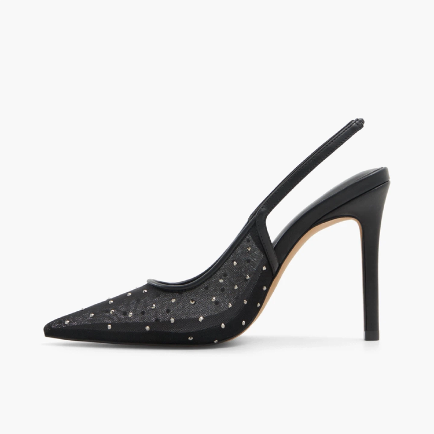 ALDO Black Studded Mesh Slingback Heels - photo 2