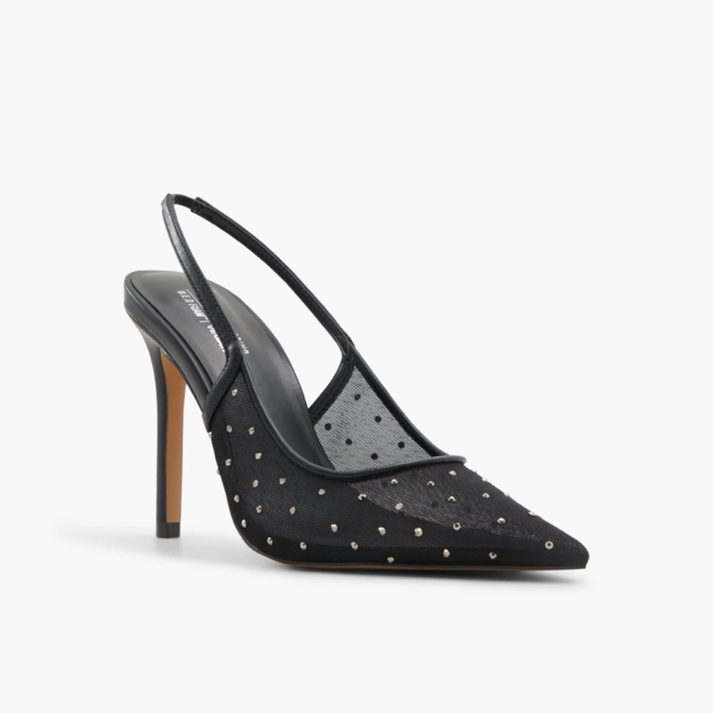 ALDO Black Studded Mesh Slingback Heels - photo 3
