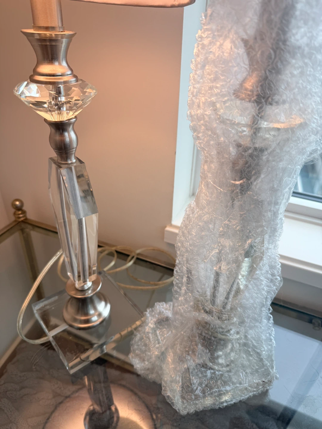 Crystal Accent Table Lamps with White Shade