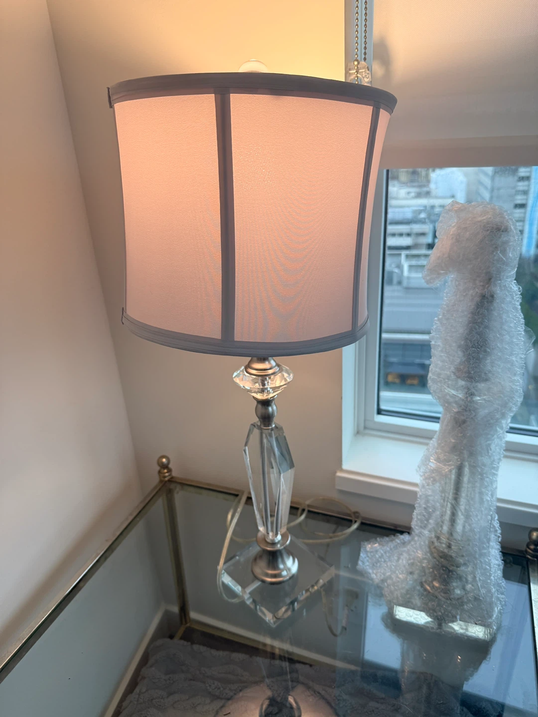 Crystal Accent Table Lamps with White Shade - photo 2