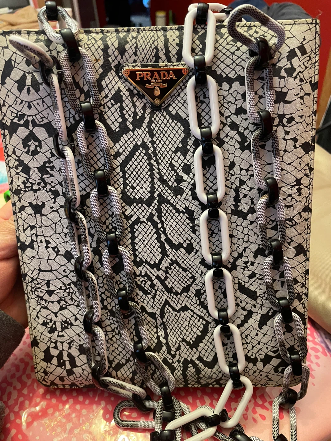 Prada Snakeskin Print Shoulder Bag