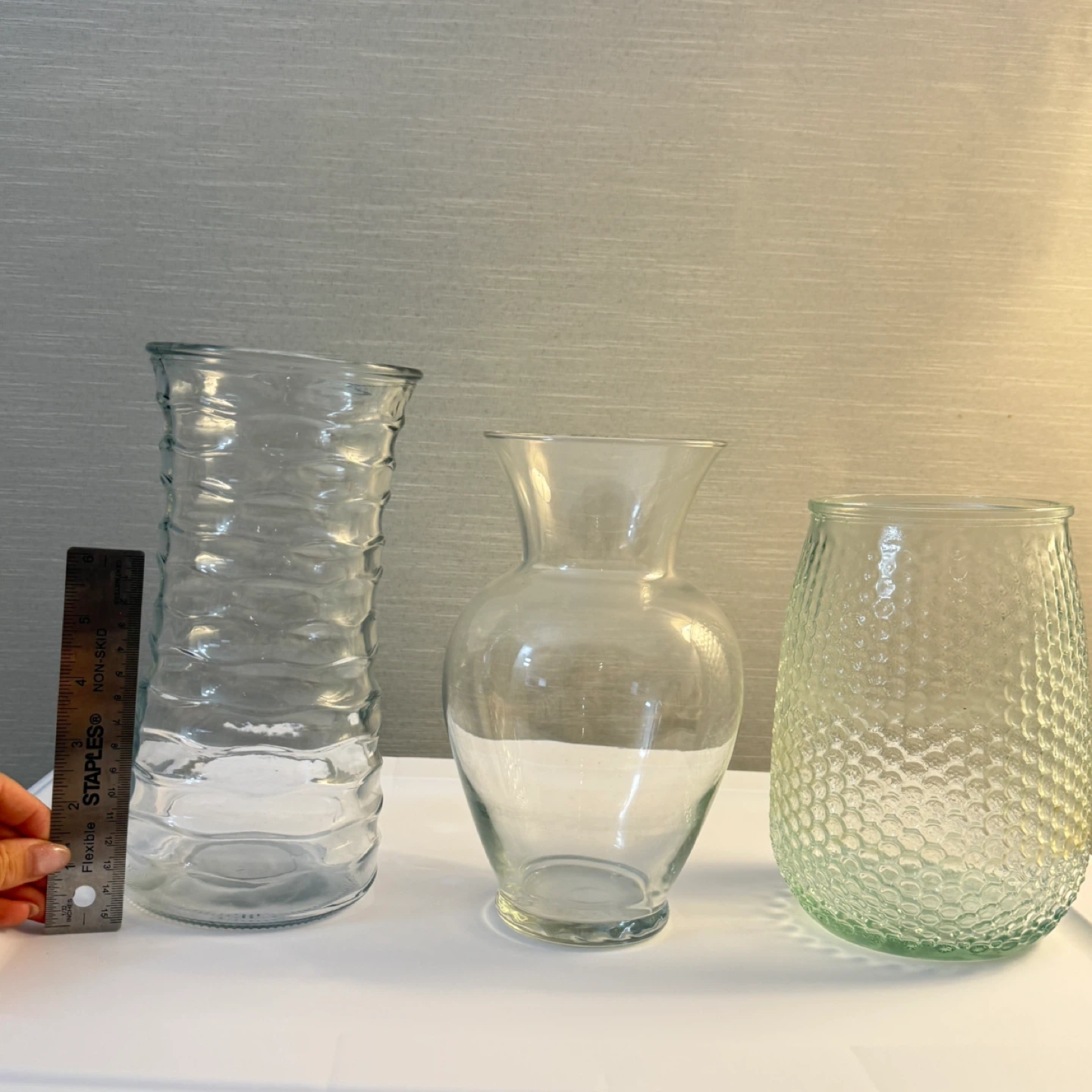Three glass vases
