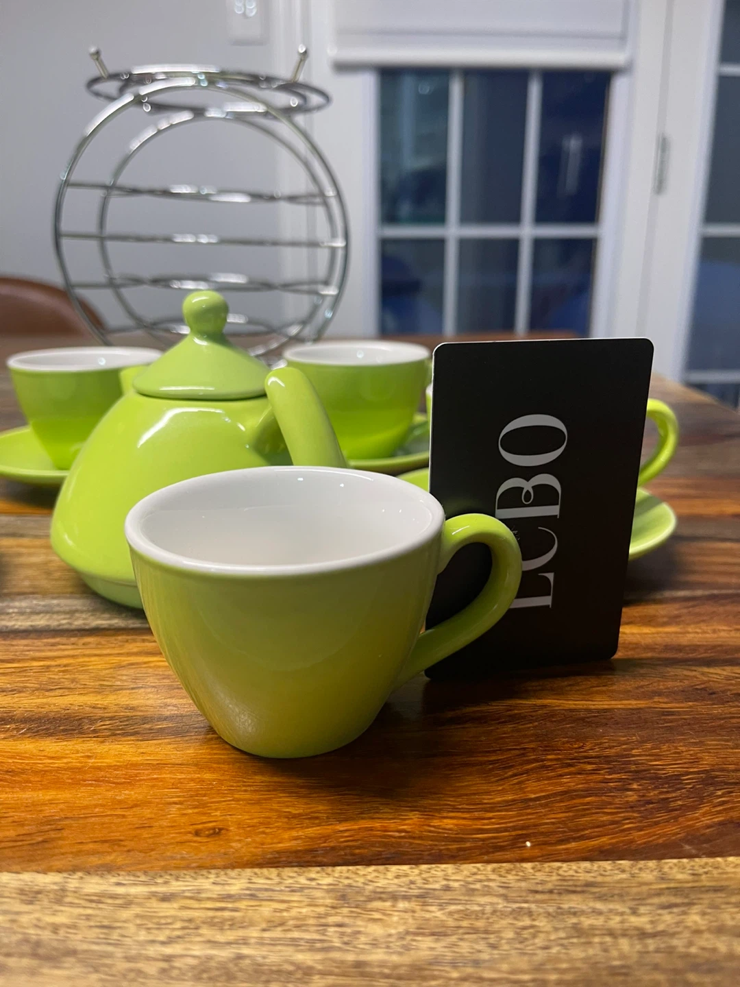 4 Piece Teacup and Saucer Set with Teapot and Rack - photo 2