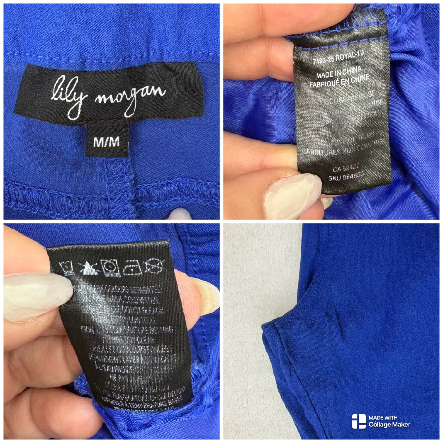 Lily Morgan Royal Blue Cropped Stretchy Mid Rise Pants Size M/L - photo 2