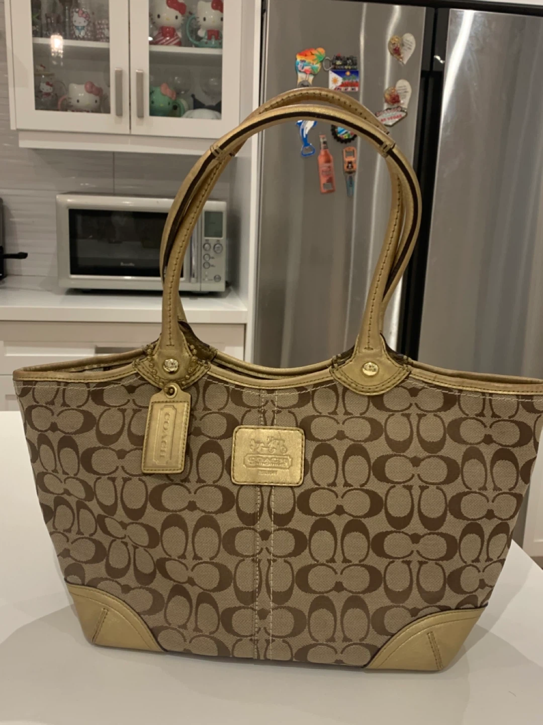 🔥Price Firm! New Coach Gold Signature Large Tote Bag 🔥
