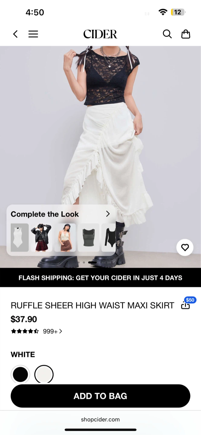 Cider Ruffle Sheer High Waist Maxi Skirt - White - photo 3