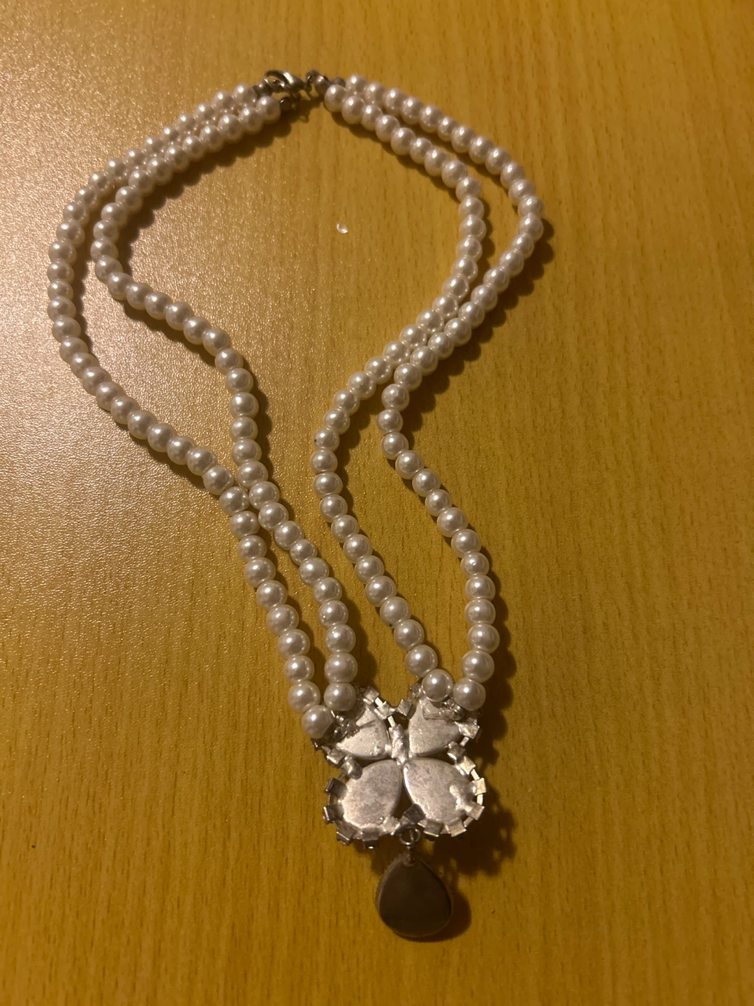 Double Strand Faux Pearl Necklace with Butterfly Pendant - photo 2