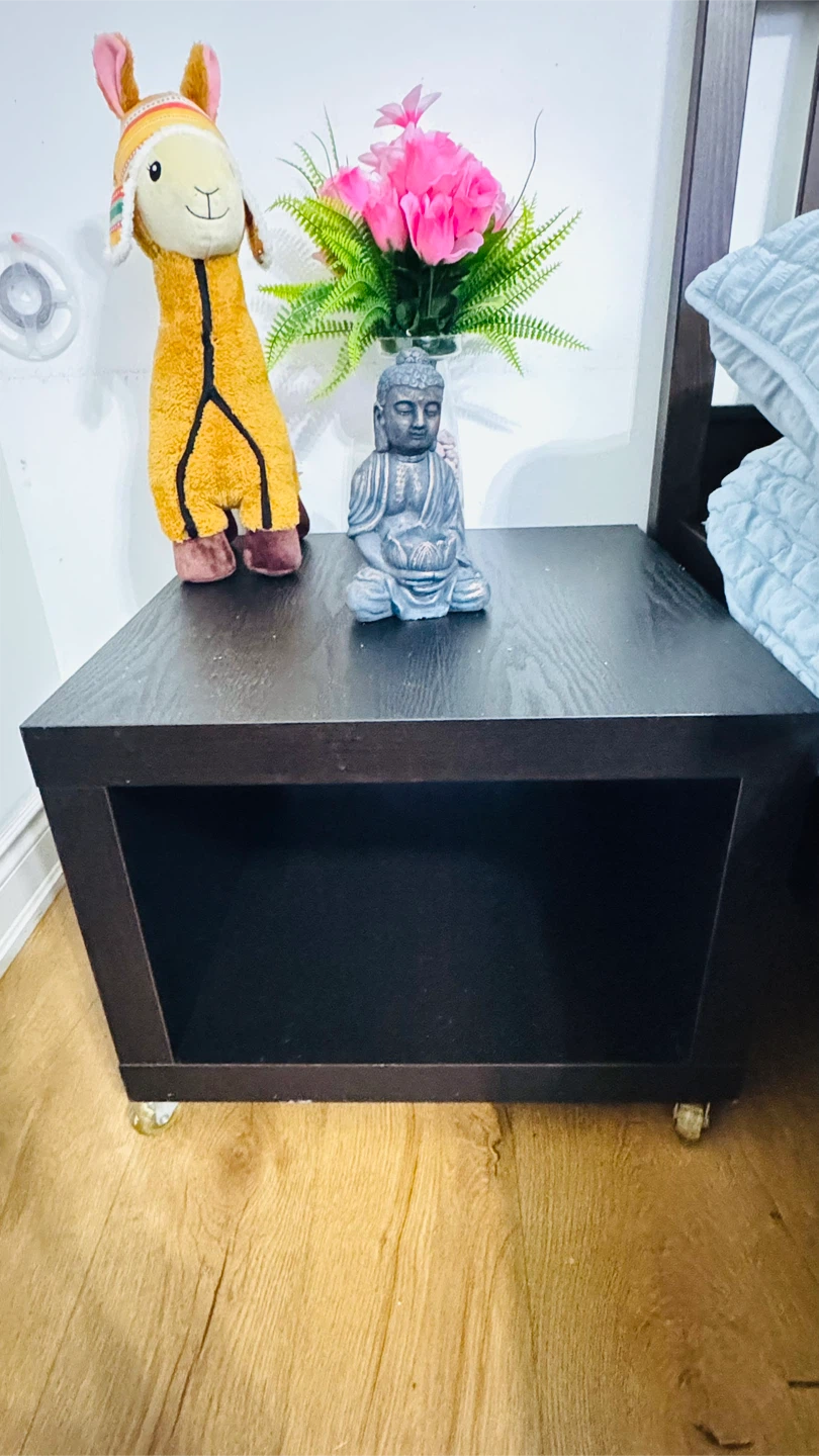 Dark Brown Cube Side Table with Wheels - photo 4