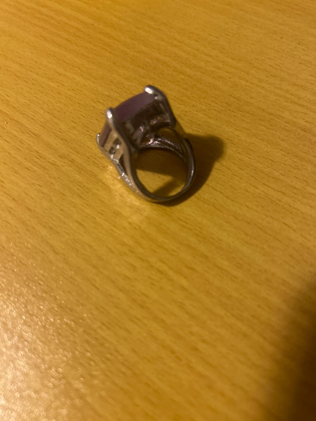 Silver-tone ring with purple stone - photo 2