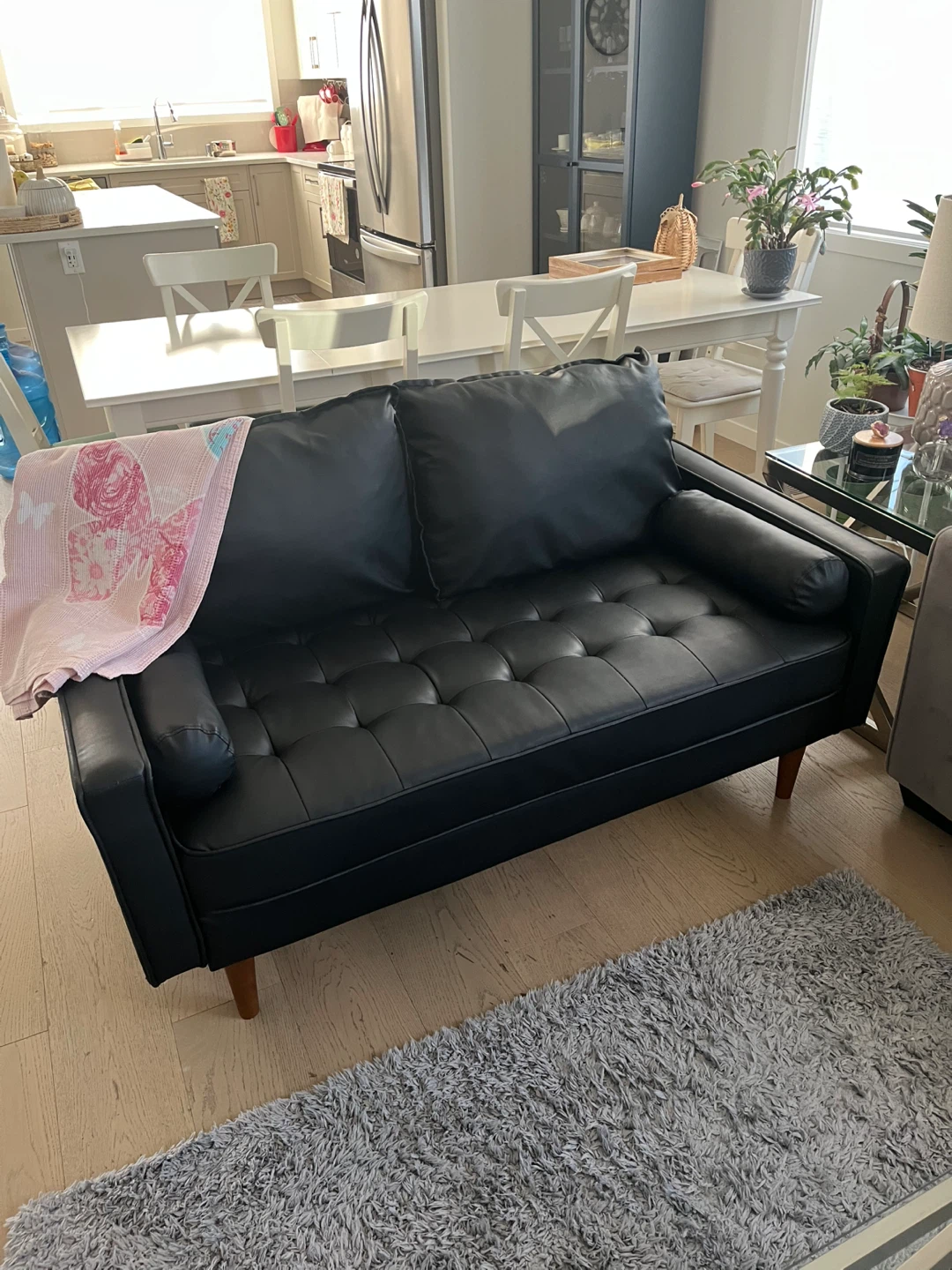 Faux leather two seats sofa