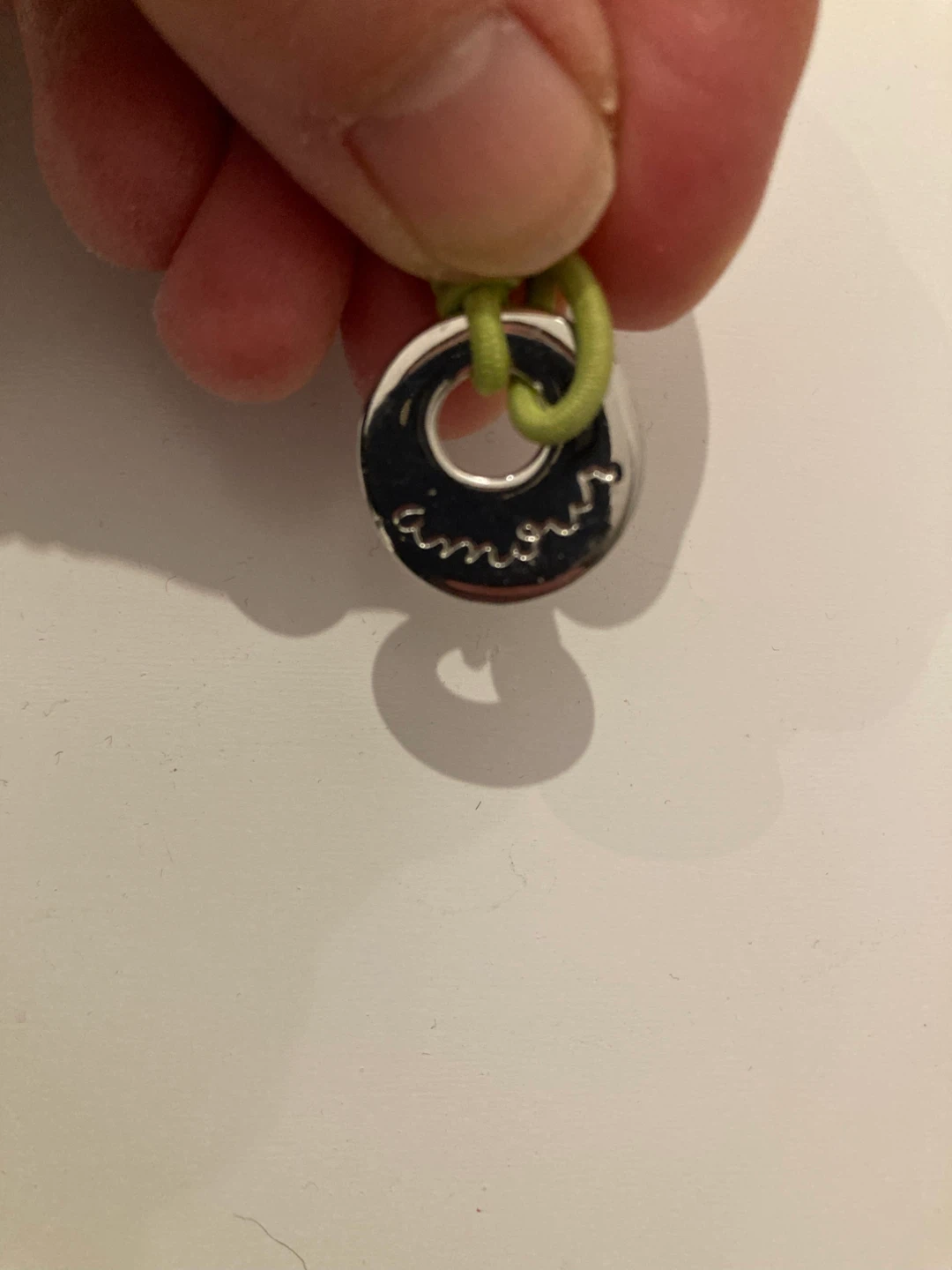 Green Elastic Bracelet with 'Amour' Pendant - photo 2