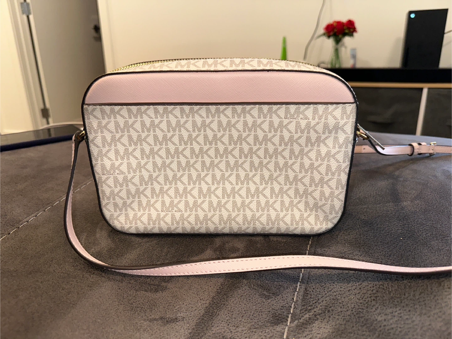 Michael Kors Camera Bag - Pink and White MK Print - photo 2