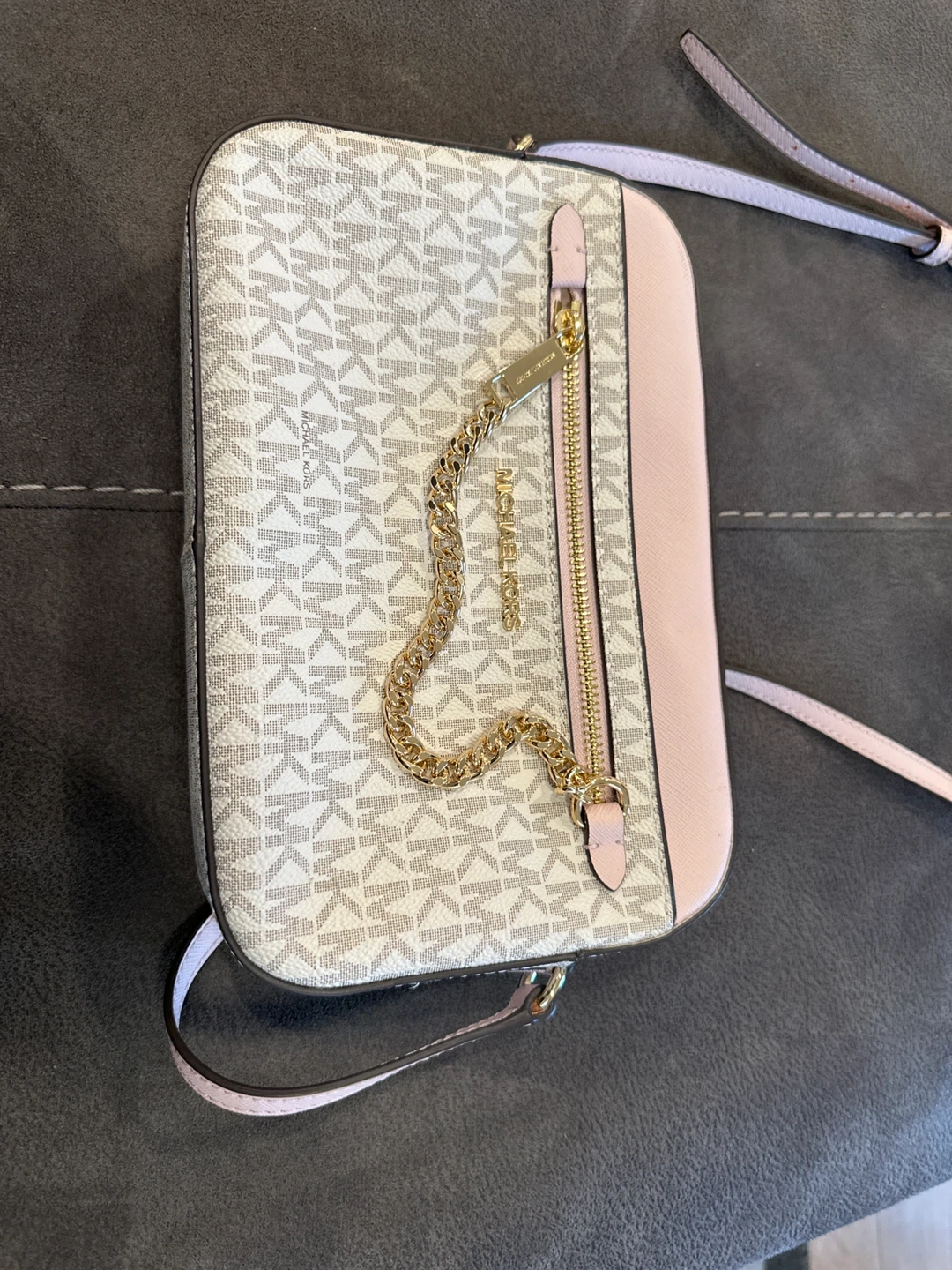 Michael Kors Camera Bag - Pink and White MK Print - photo 3