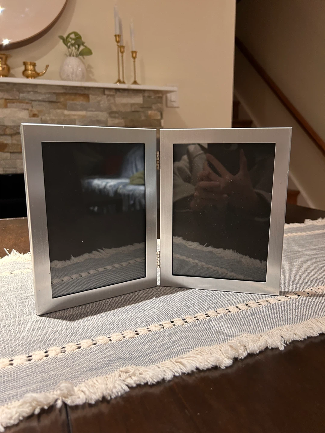 Metal Double Photo Frame - Silver