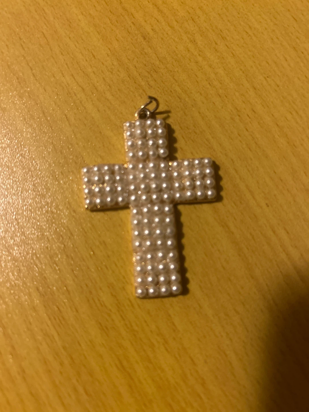 Pearl Inlaid Cross Pendant Necklace Charm