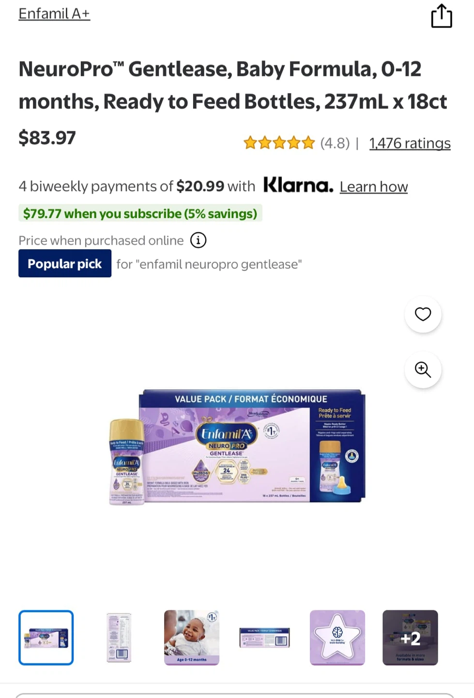 Enfamil A+ NeuroPro Gentlease Ready-to-Feed Bottles 17 x 237 mL - photo 2