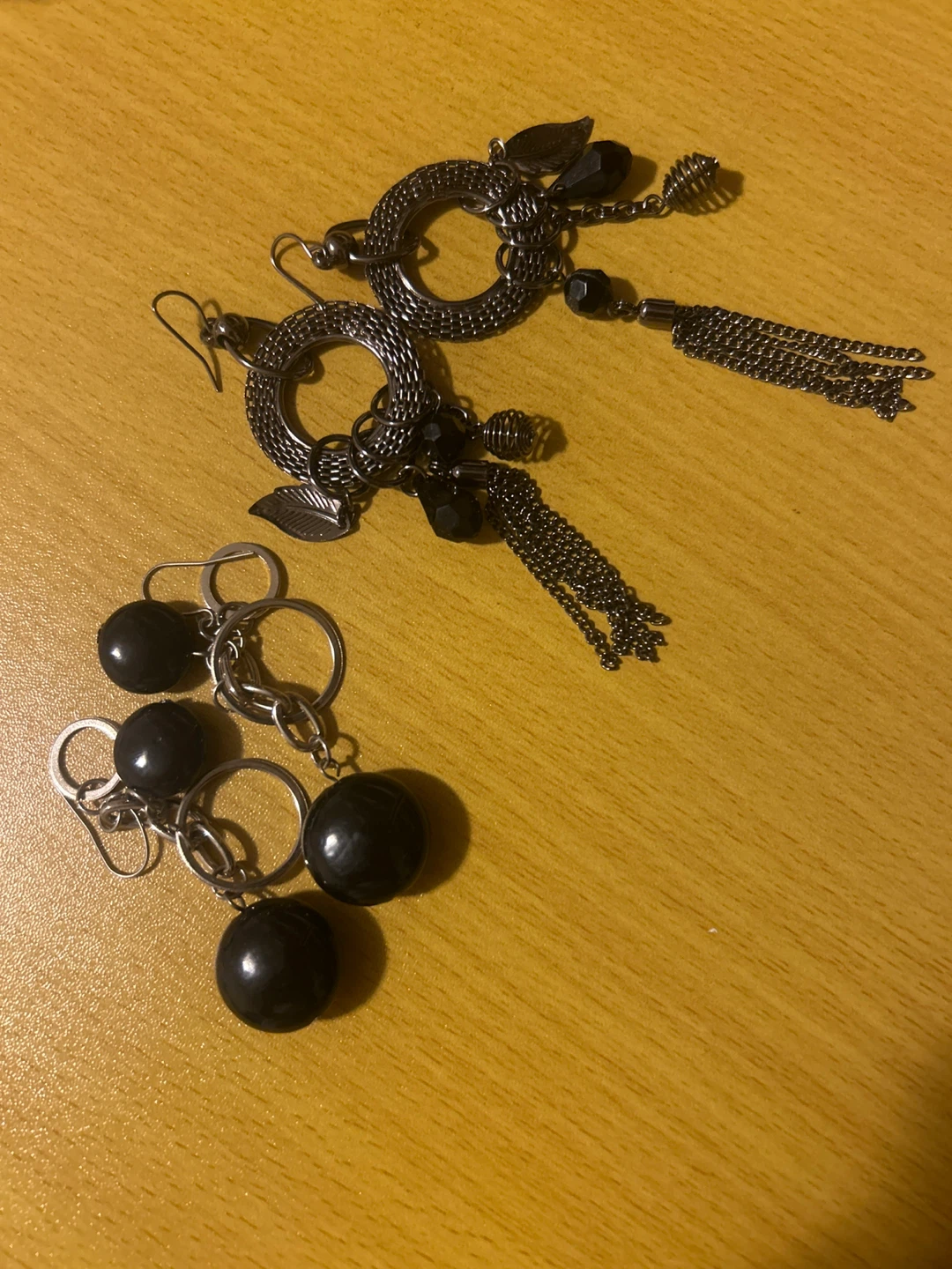 Black Bead and Tassel Earrings - photo 2