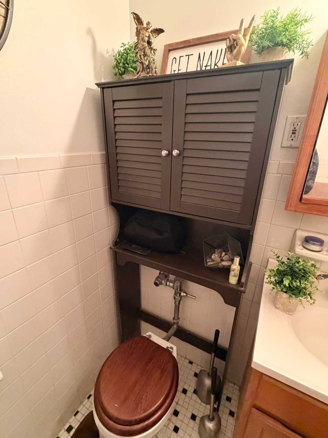 Dark Brown Over-the-Toilet Storage Cabinet with Doors - photo 2