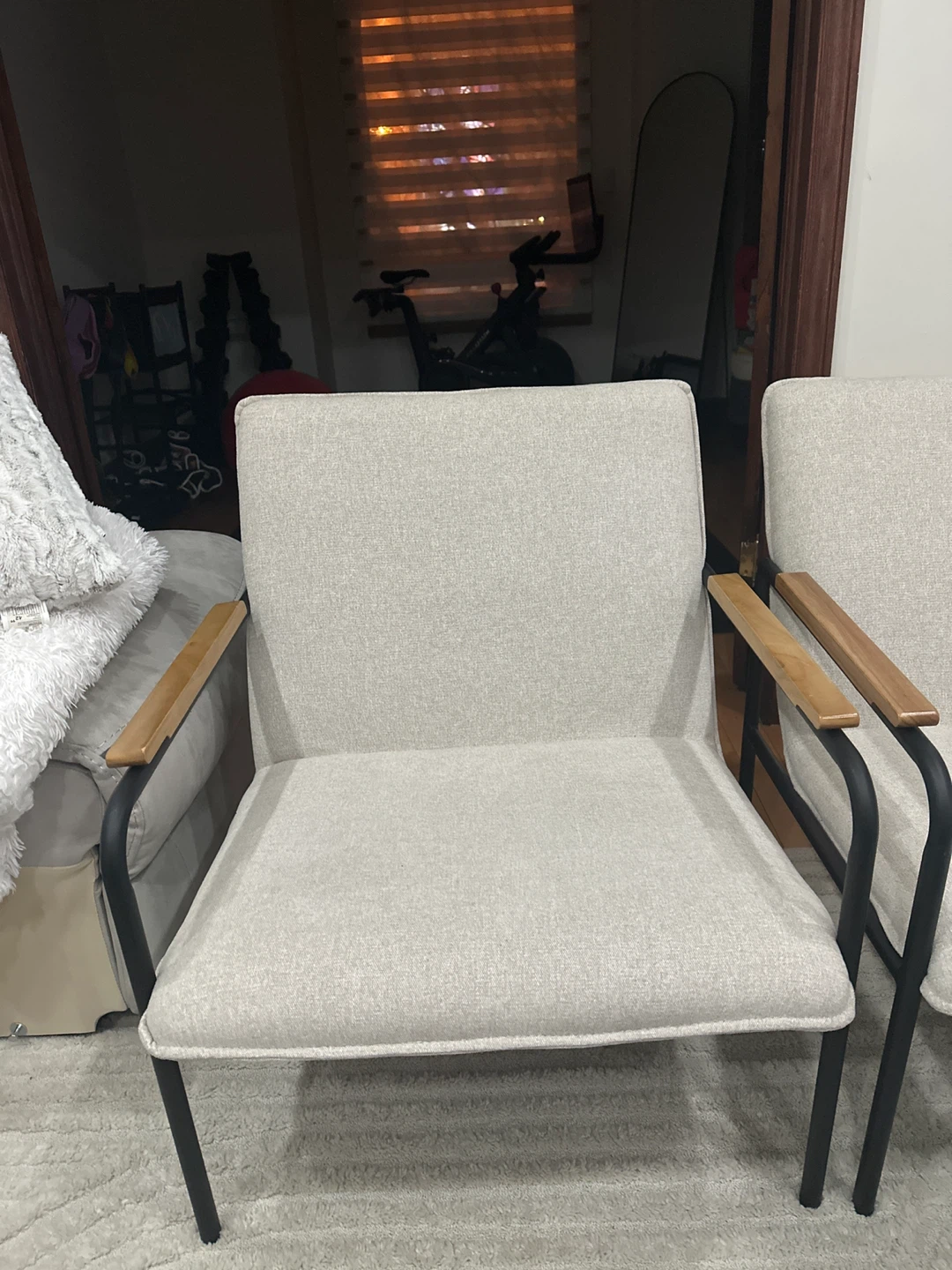 Set of 2 Accent Chairs with Wooden Arms