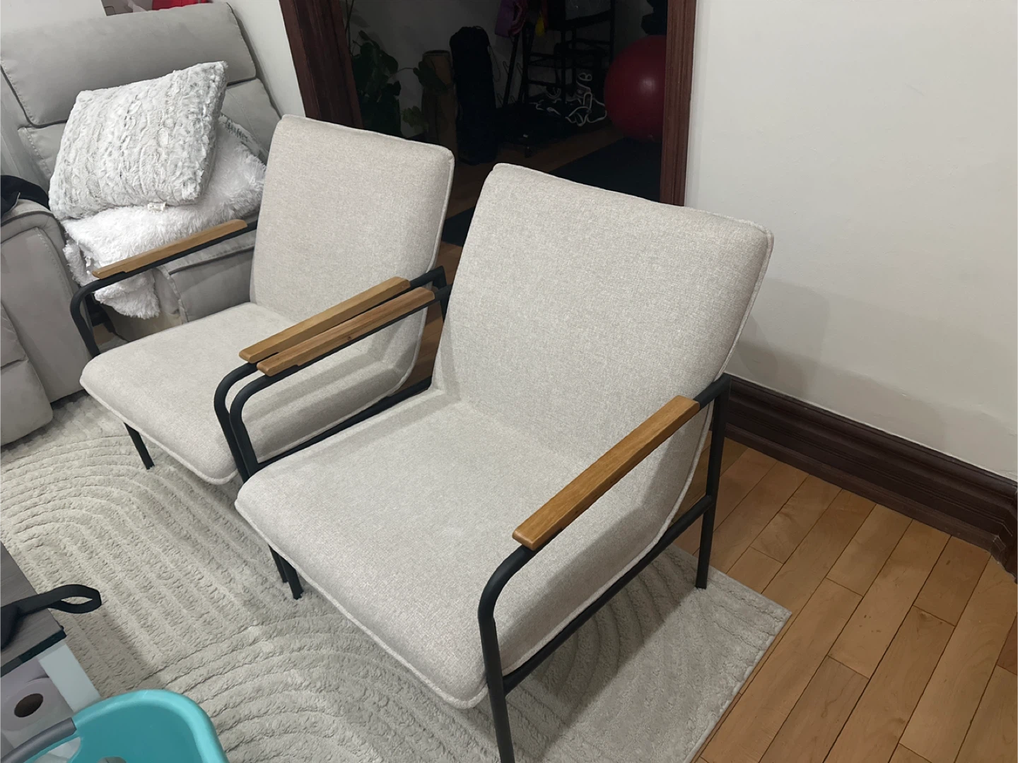 Set of 2 Accent Chairs with Wooden Arms - photo 4