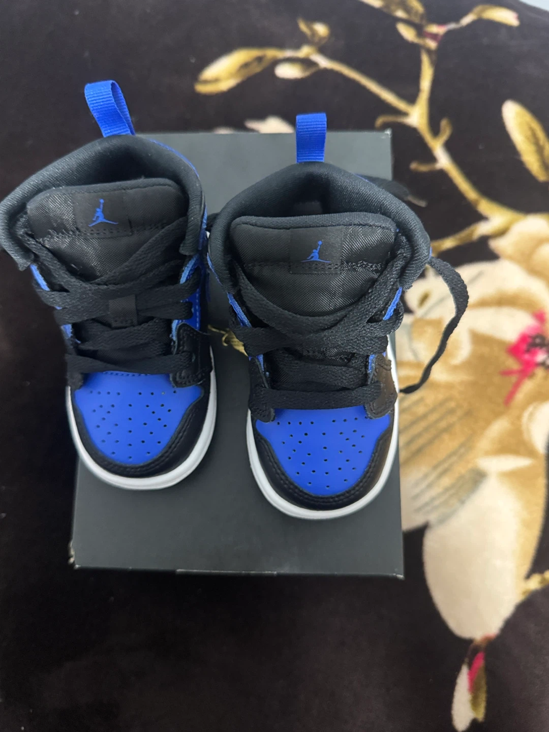 Jordan 1 Mid (TD) Toddler Shoes Black/White Royal