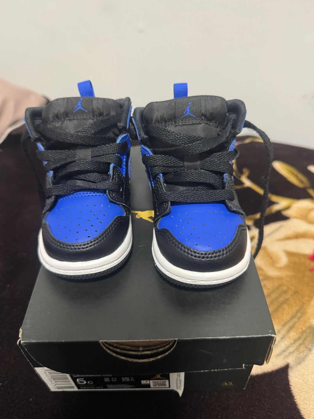 Jordan 1 Mid (TD) Toddler Shoes Black/White Royal - photo 3