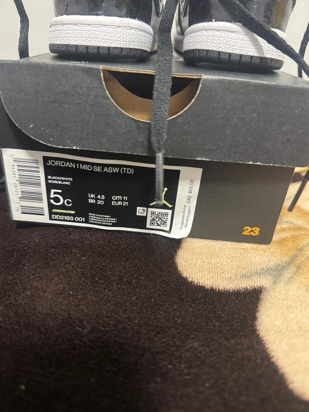 Jordan 1 Mid (TD) Toddler Shoes Black/White Royal - photo 4