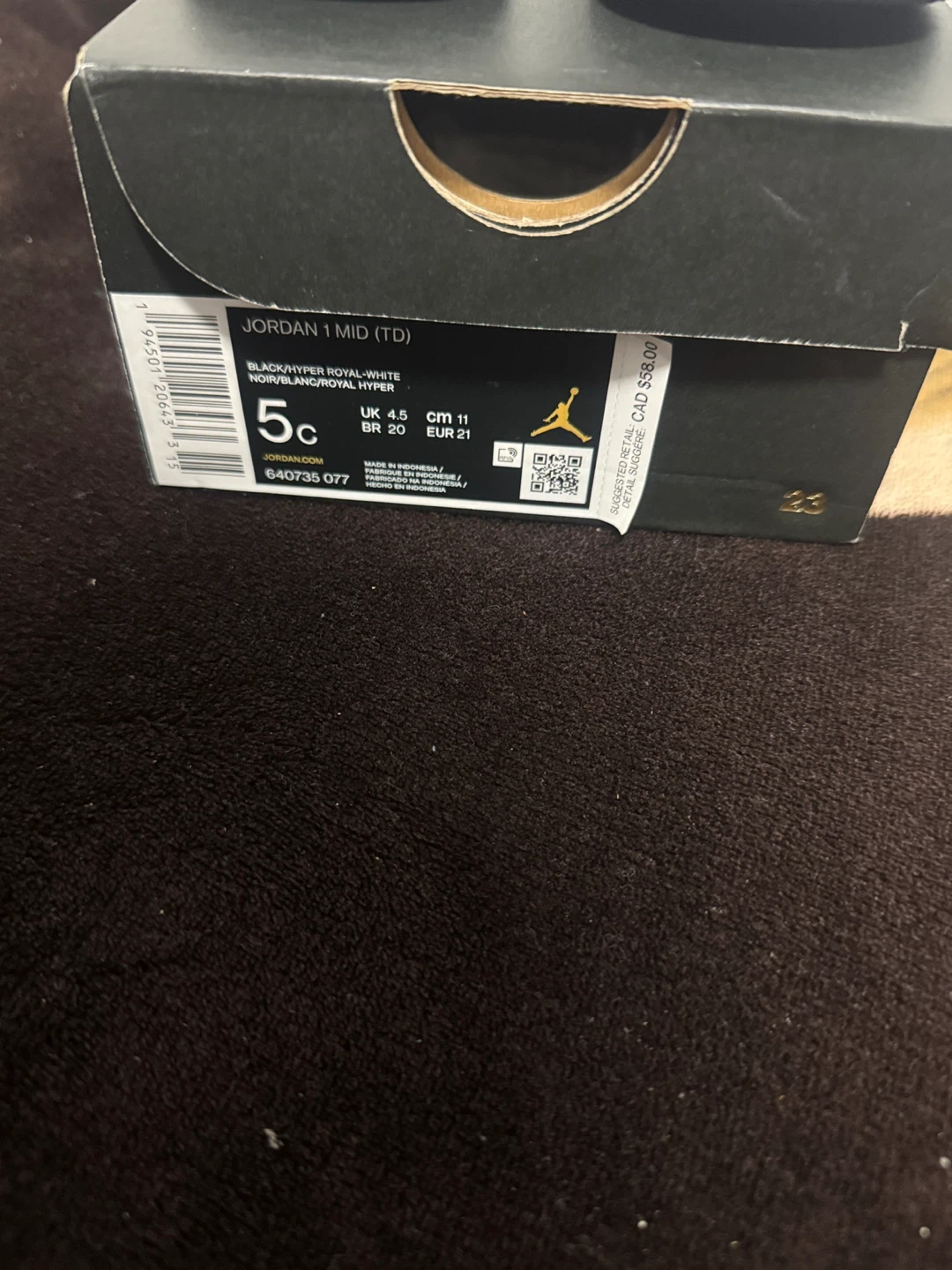 Jordan 1 Mid (TD) Toddler Shoes Black/White Royal - photo 2