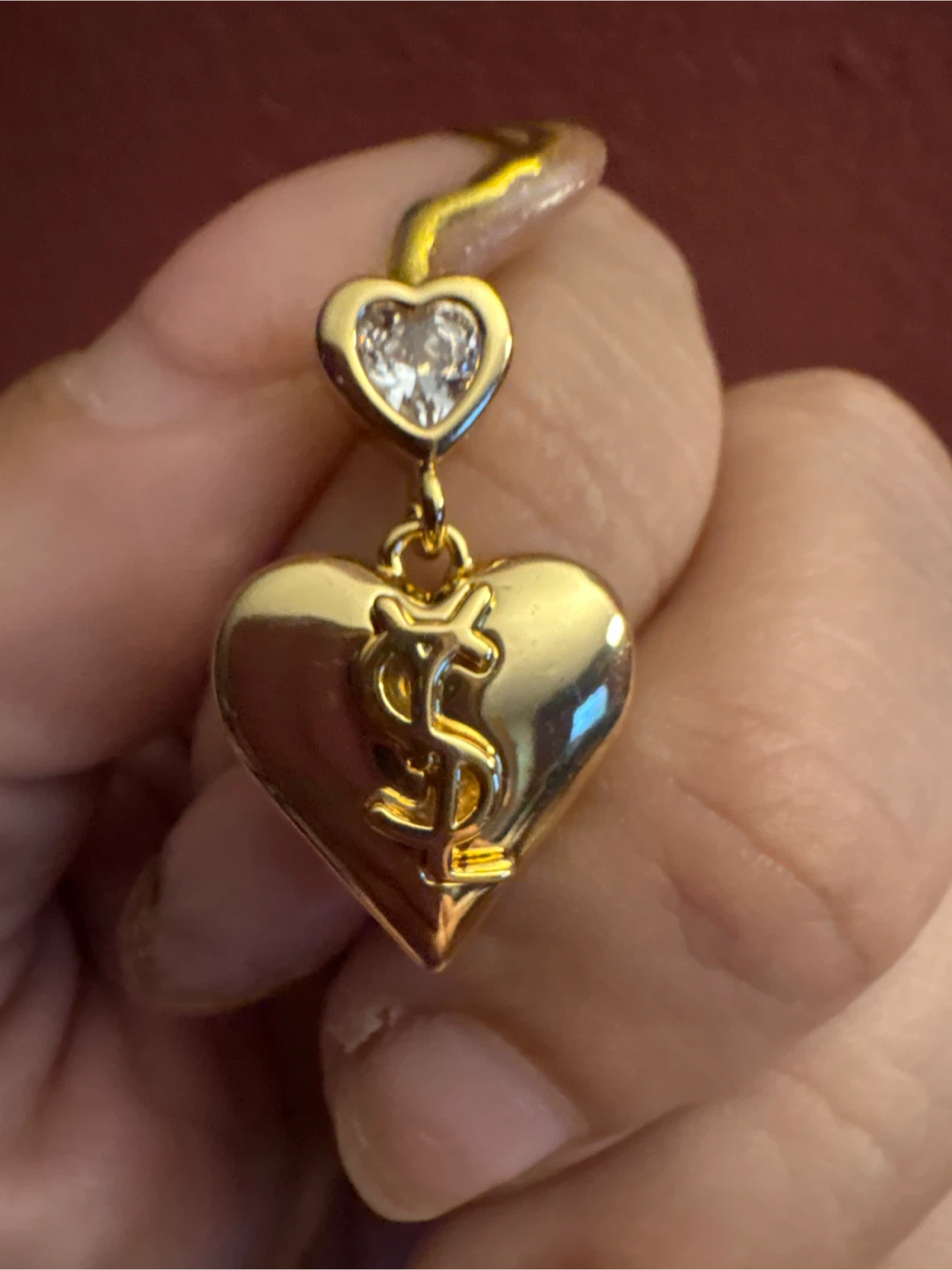 New 18K Gold SS Heart Drop Earrings - photo 2
