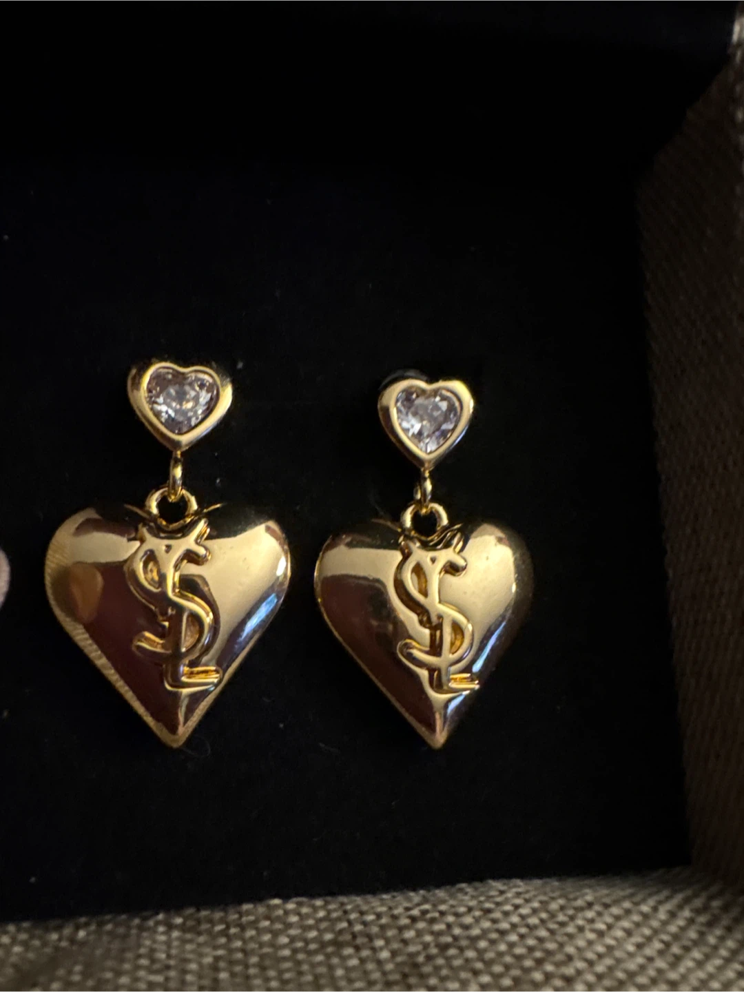 New 18K Gold SS Heart Drop Earrings - photo 3