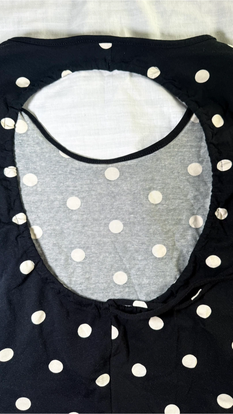H&M Black Polka Dot Crop Top with Back Cutout - photo 4