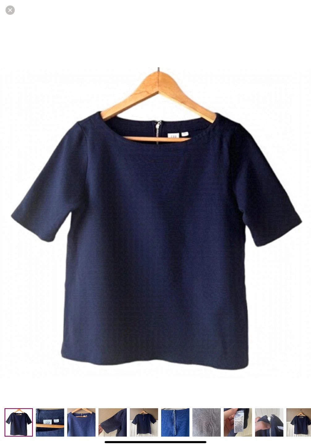 Gap Women's Navy Blue Boat Neck Top XS