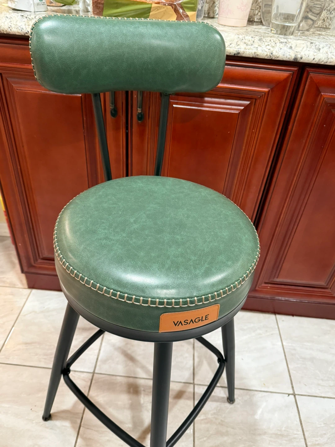 VASAGLE Green Faux Leather Bar Stools (Set of 2) - photo 3