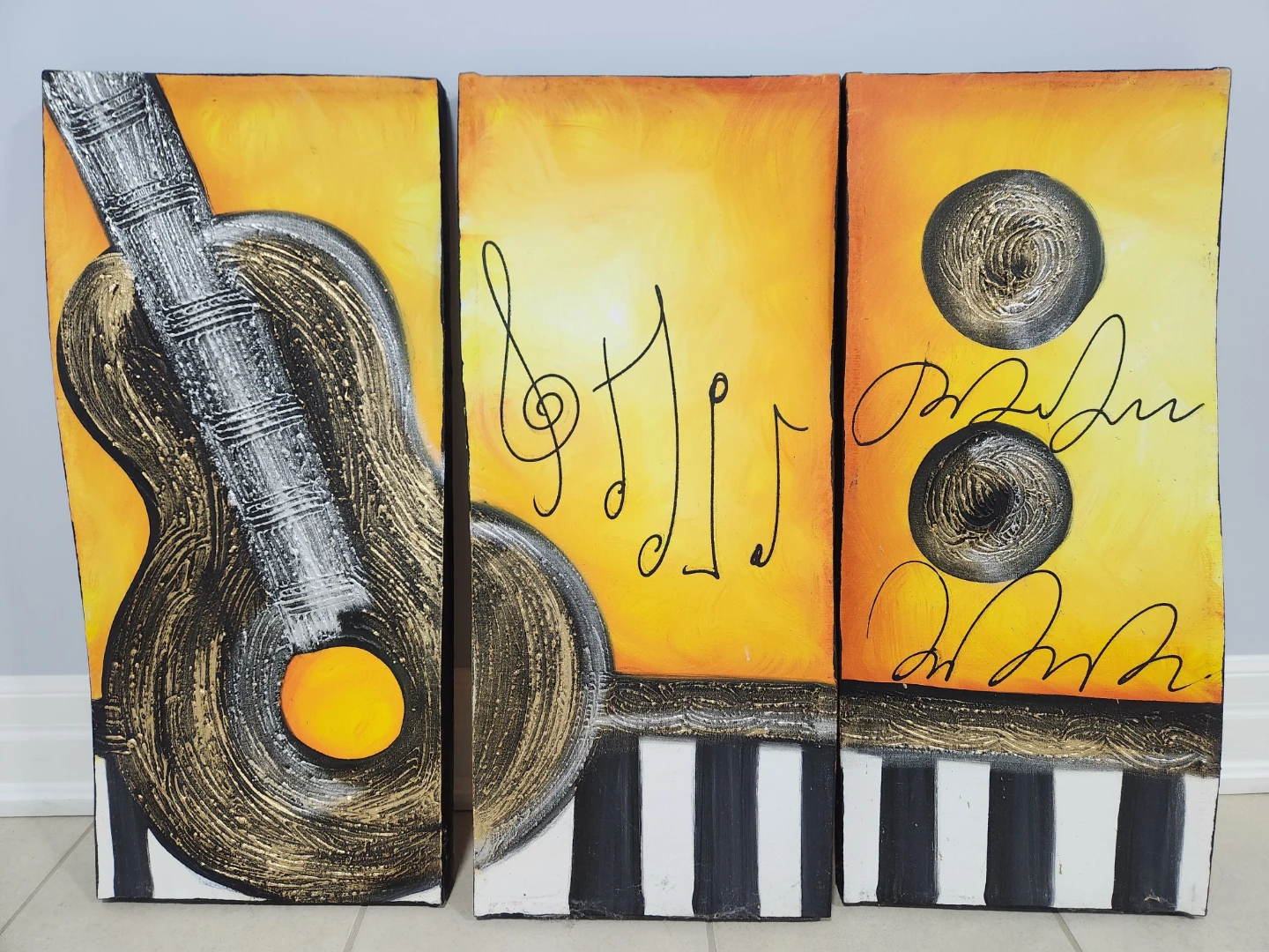 3-Panel Music-Themed Canvas Wall Art