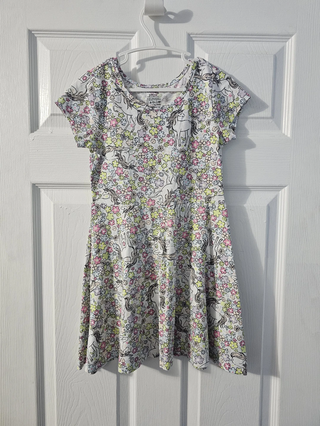 Girls Unicorn and Floral Print Dress