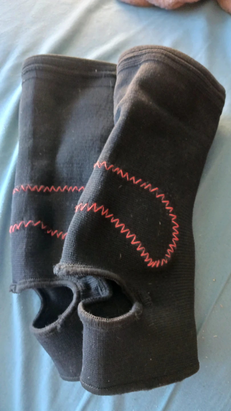 Black Ankle Sleeves with Red Stitching