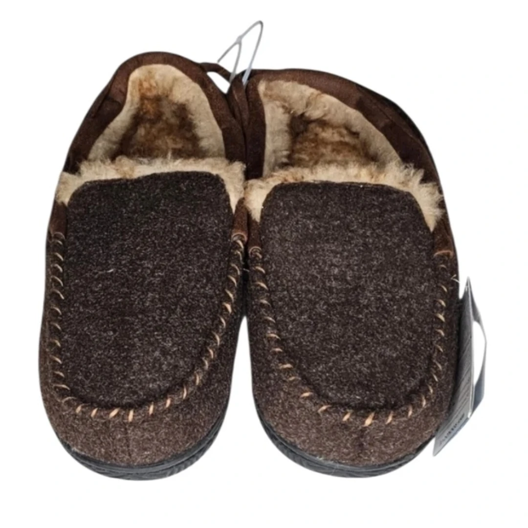 Brown Moccasin-style Slippers w Faux Fur Lining - photo 3