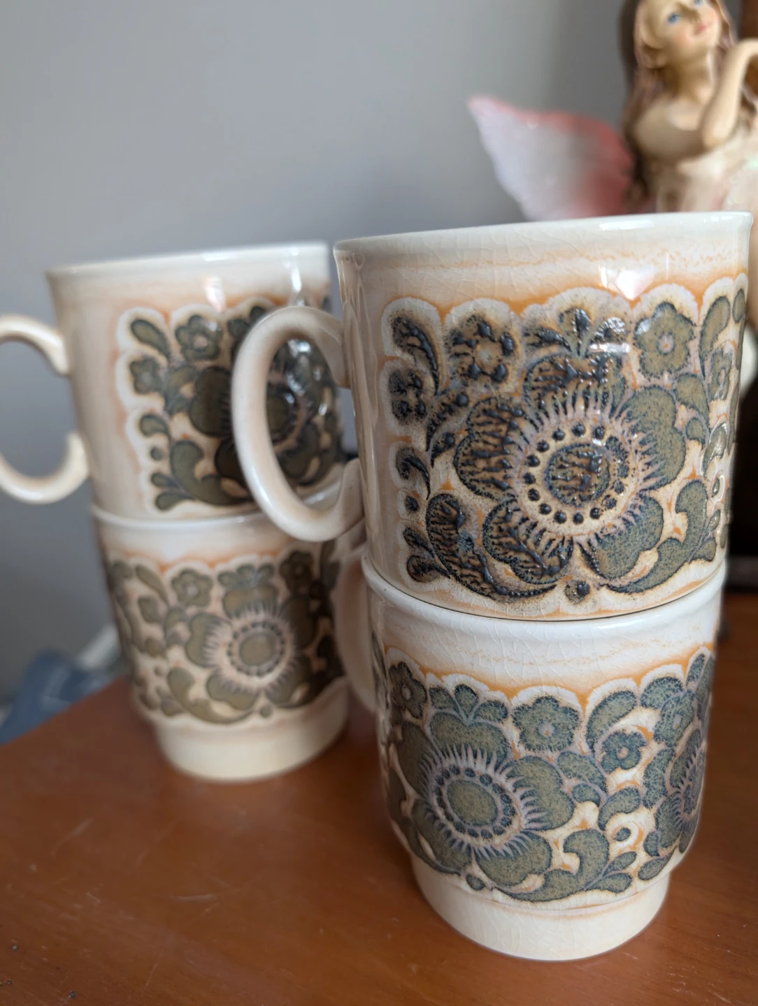 Set of 6 Vintage Mid Winter Pottery Mugs - Made in England