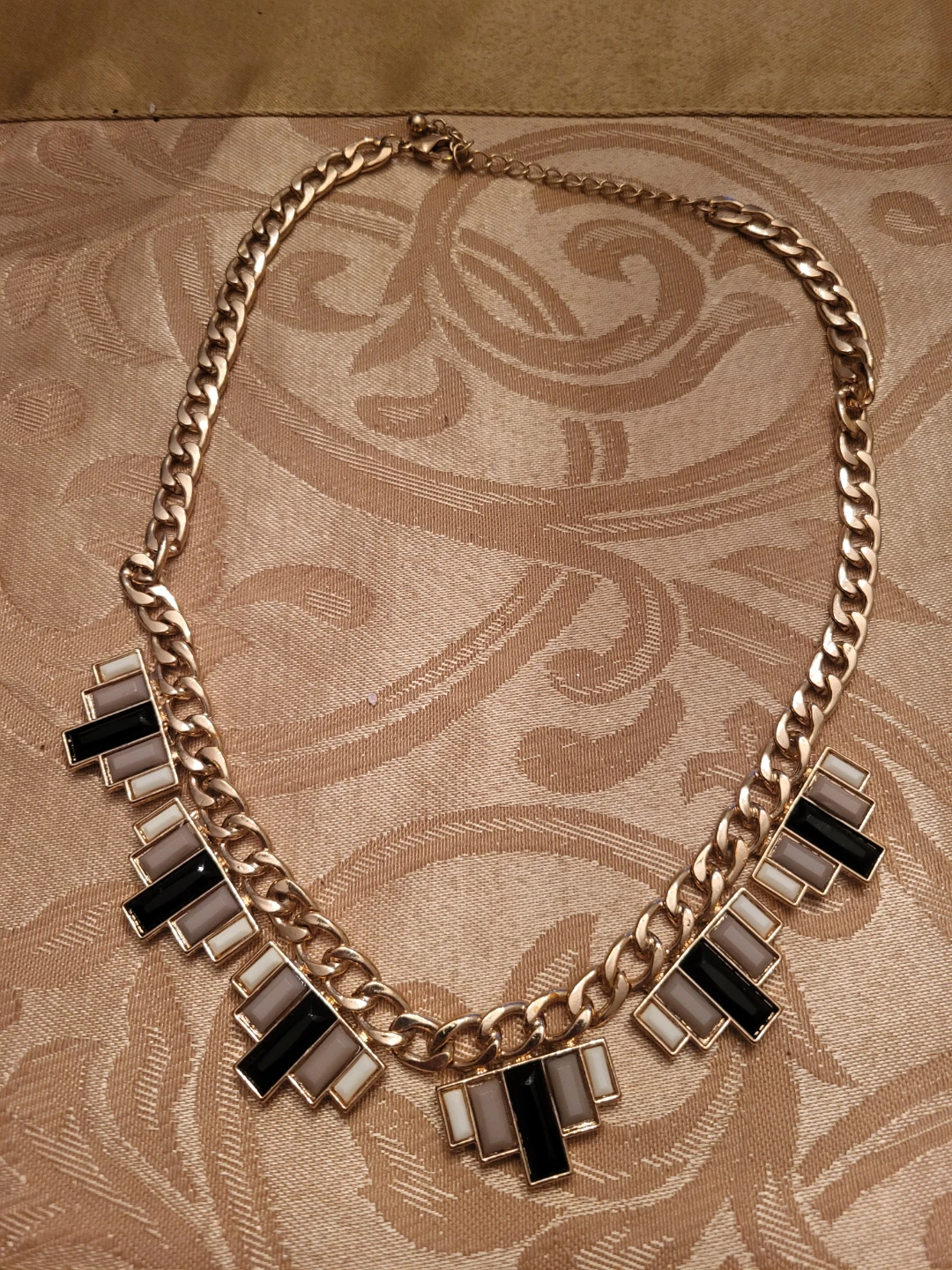 Gold Tone Chunky Link Statement Necklace