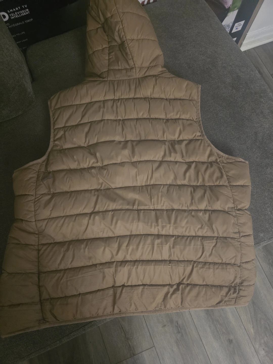 Tan Puffer Vest with Hood - photo 2