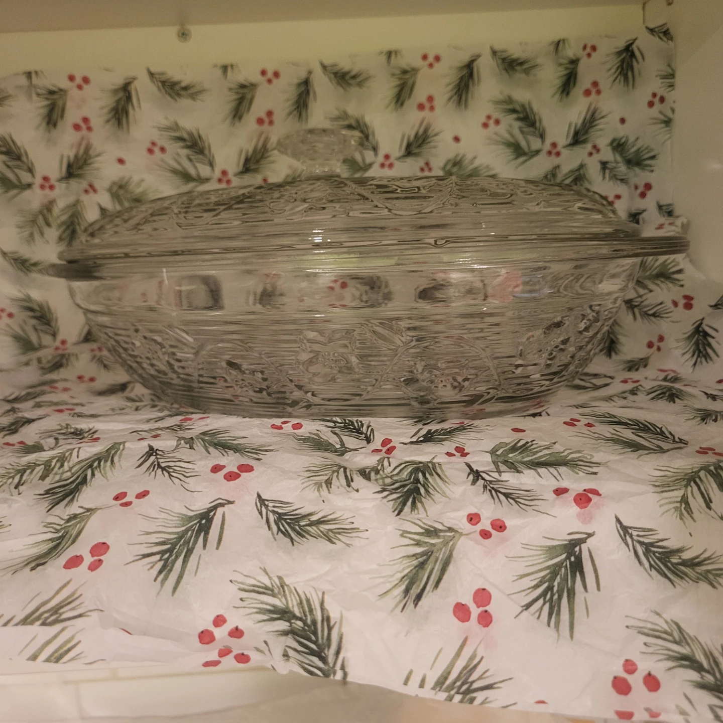 Vintage Glass Serving Dish with Lid