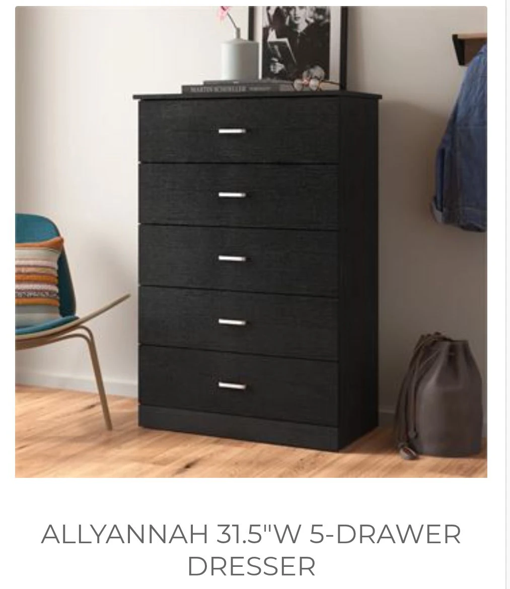 5-Drawer Dresser - Black