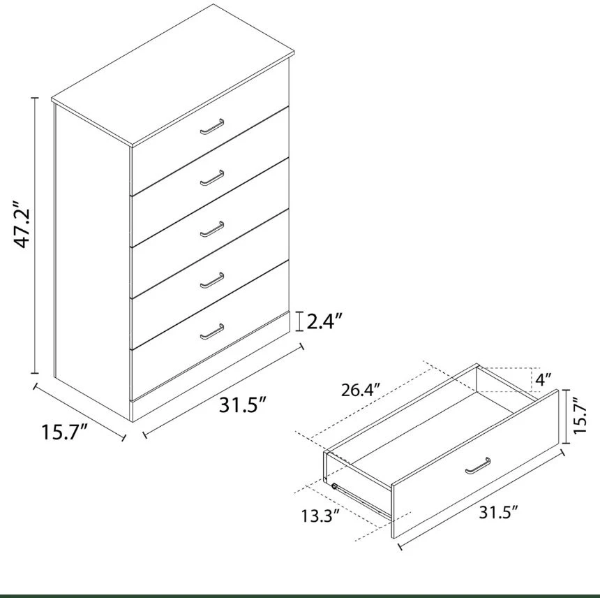 5-Drawer Dresser - Black - photo 5
