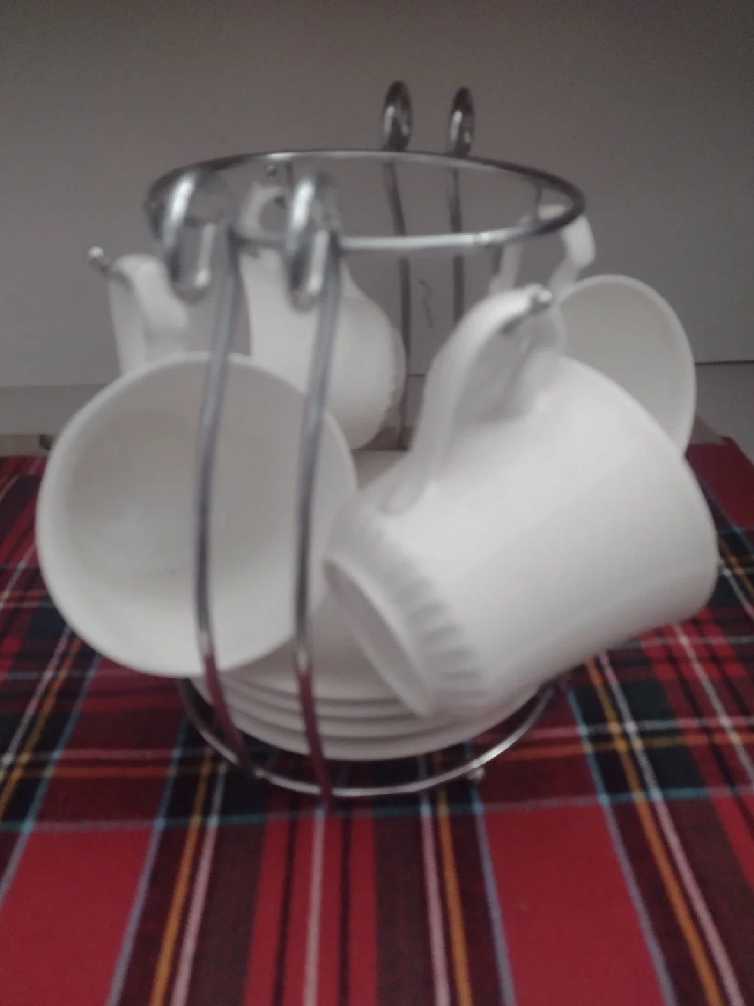 White Tea Cup and Saucer Set with Stand