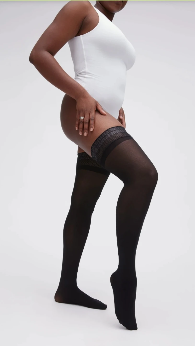 Sheertex Classic Sheer Rip-Resist Thigh Highs - Black XS
