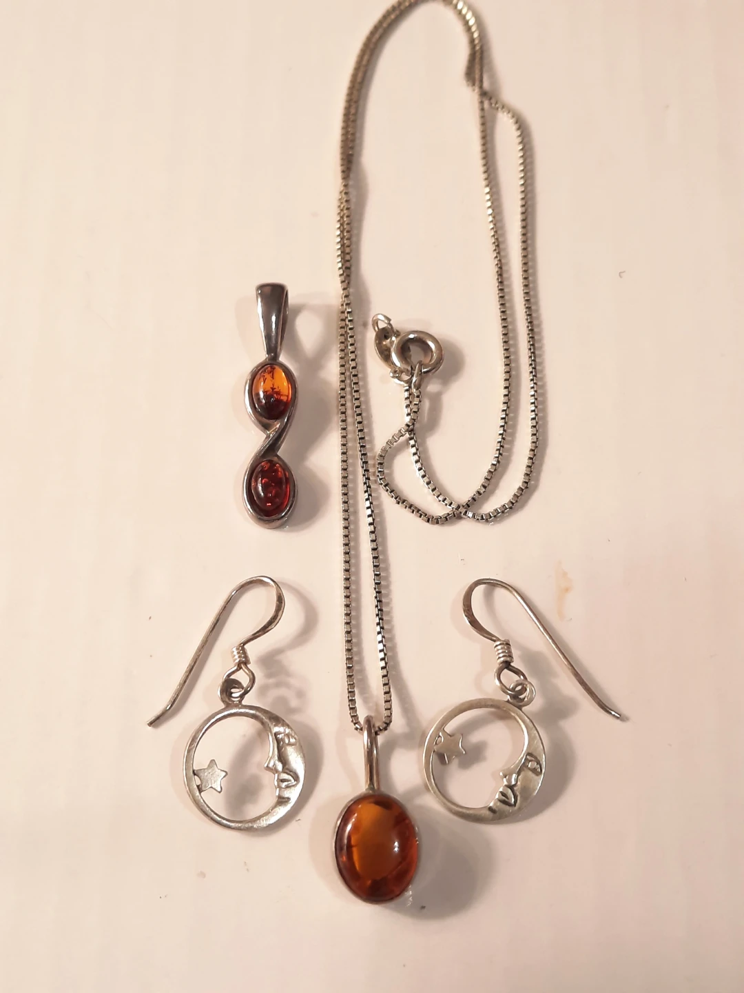 Silver 925 lot with amber