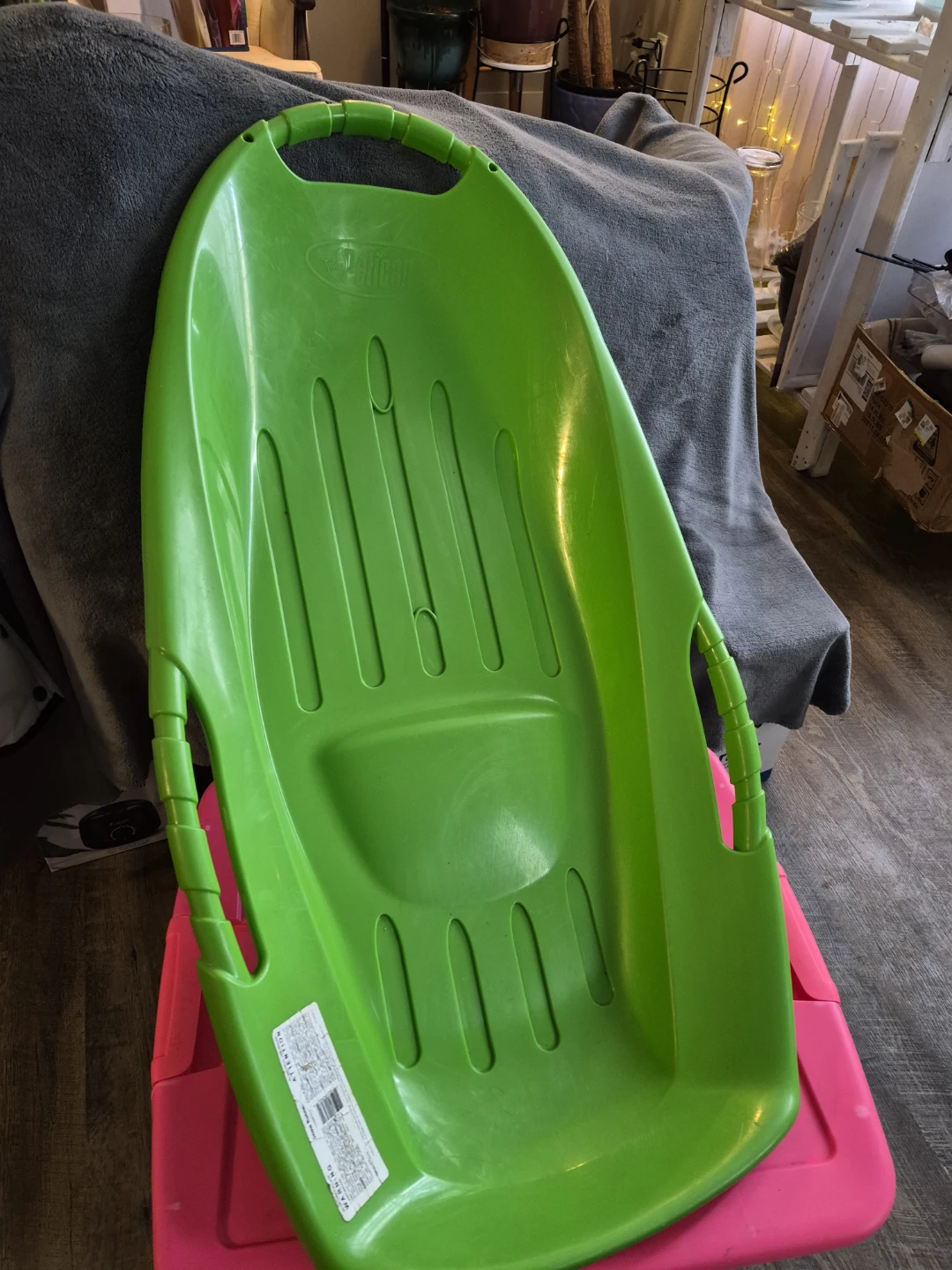 Green Plastic Toboggan Sled - PELICAN