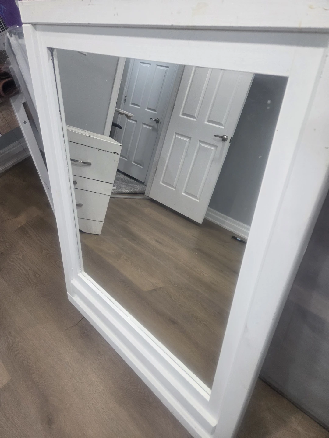 White Framed Mirror - photo 3