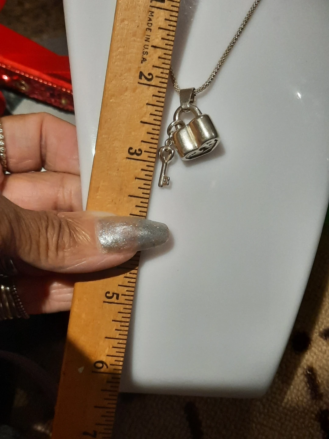 Hefty chunky Sterling Silver Lock and Key heart charm Vintage