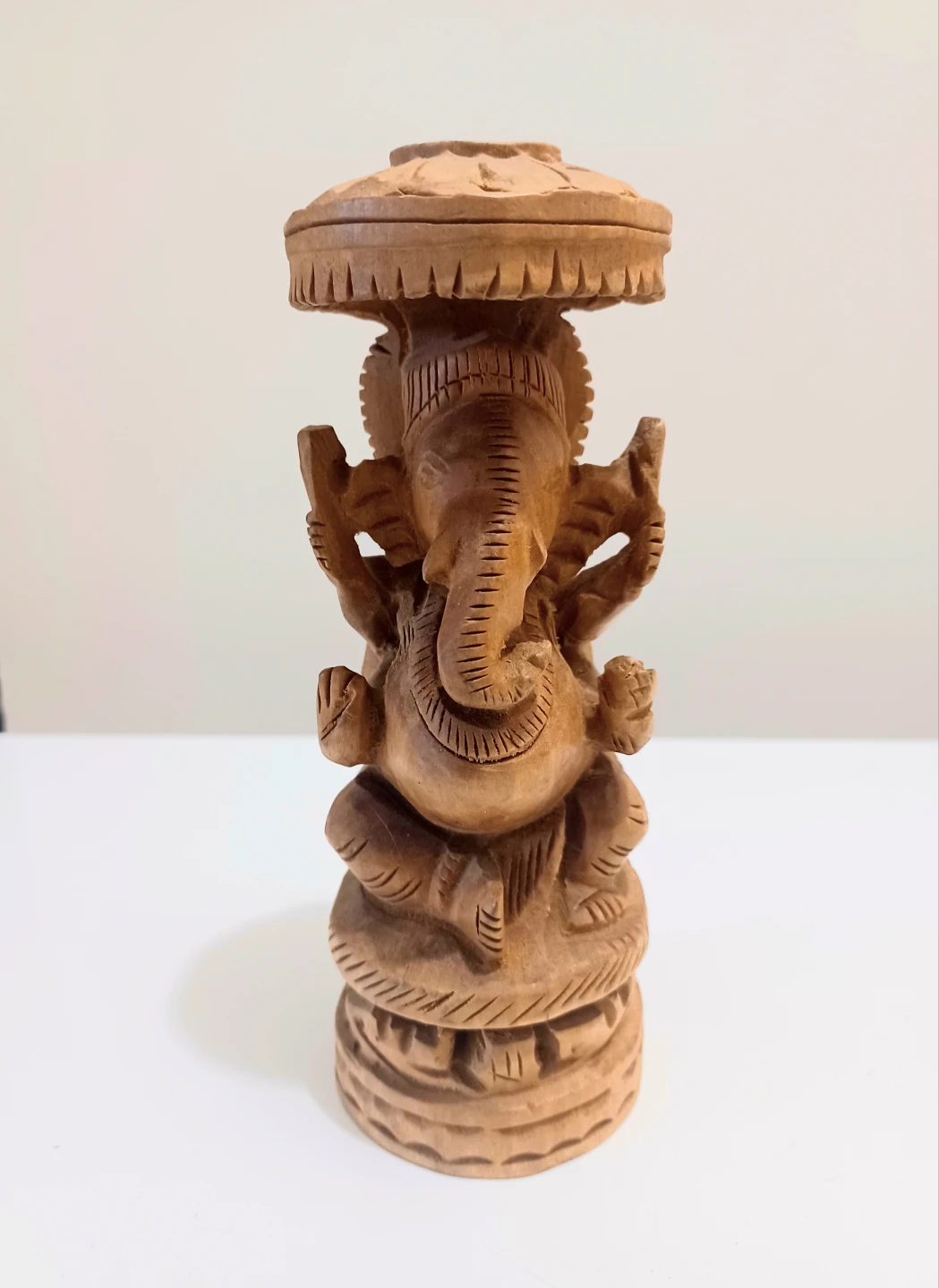 Carved Wood Ganesh Statue